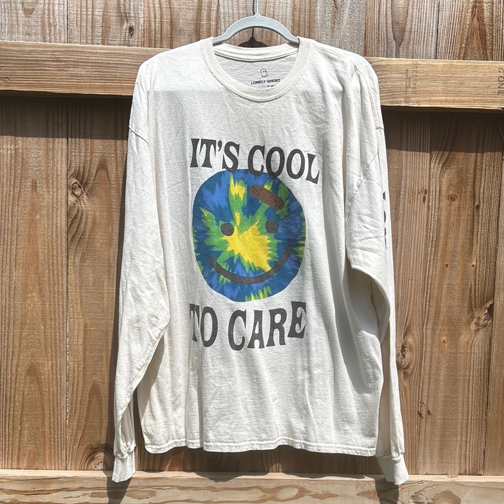 Lonely Ghost It’s Cool To Care Cream Long Sleeve Shirt